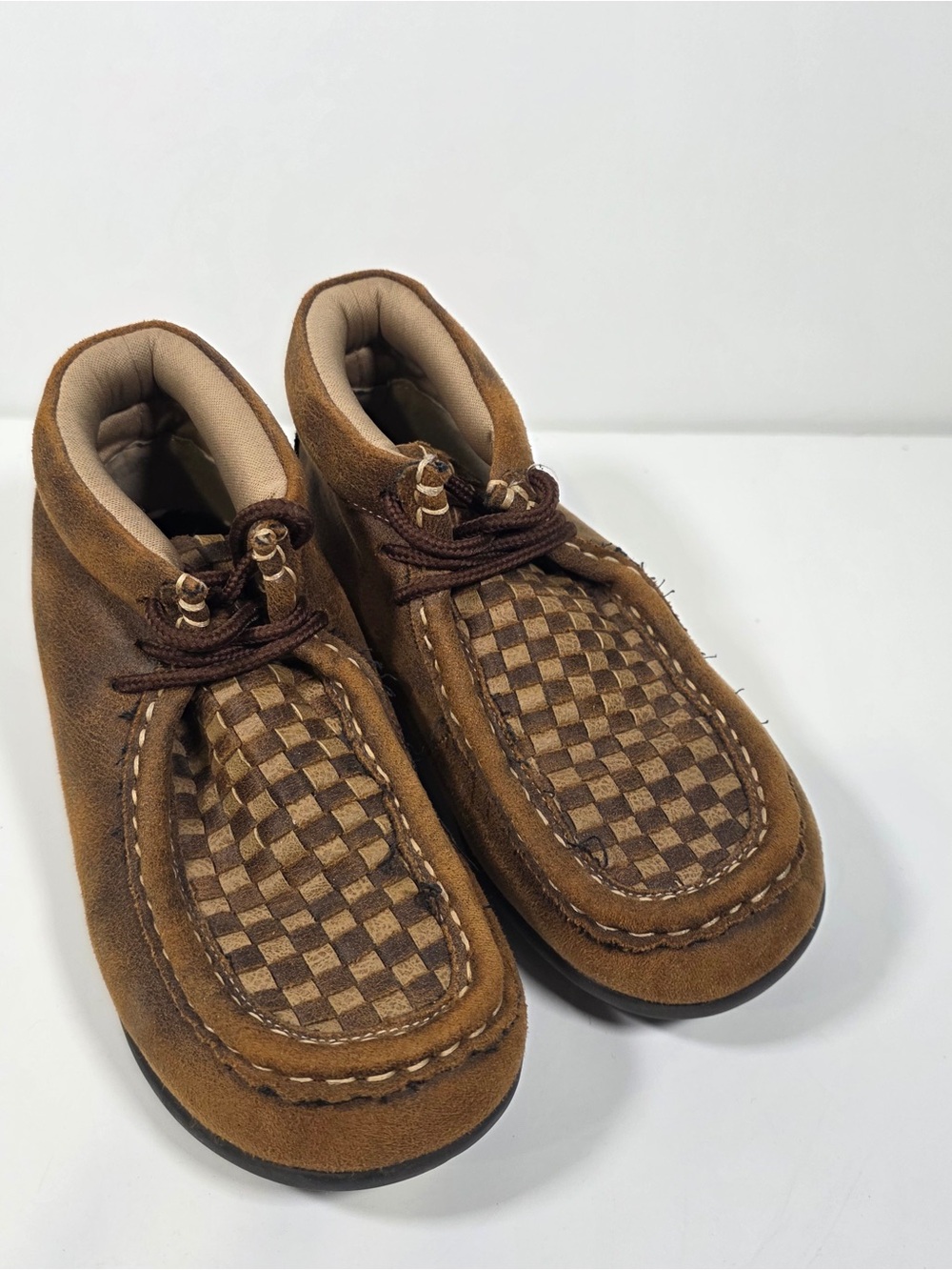 Twister Tan and Dark Brown Kids Moccasin Boots Size 12